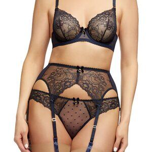 Dita Von Teese Lingerie Navy Fiamma Lingerie Set - 34C & Small
